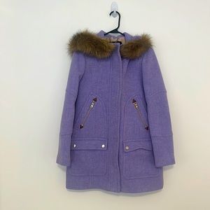 J Crew Fur Hooded Wool Coat